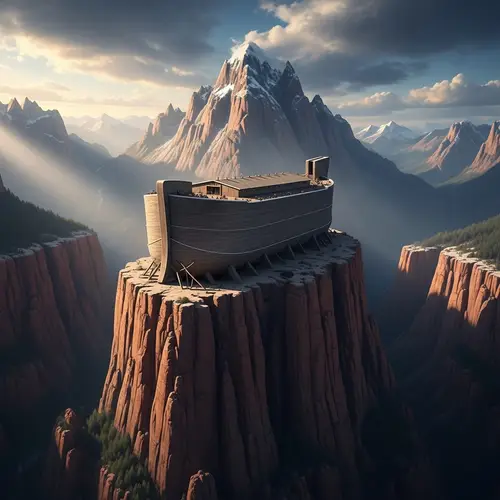 Noah's Ark Atop Monum. Mountain Landscape