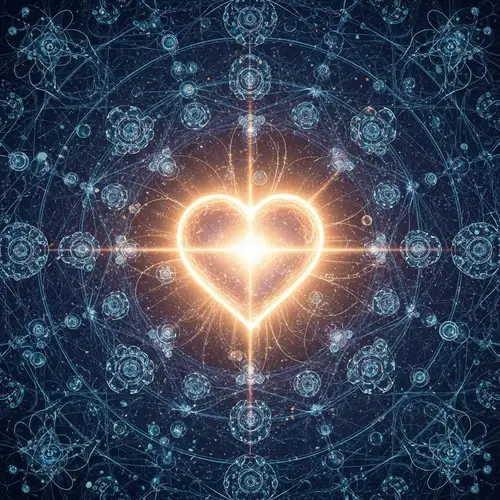 Atomic Theory Environment Concept Art with Radiant Heart Object