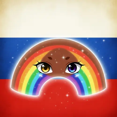 Unique Brown Rainbow Anime Art | Russian Flag Background