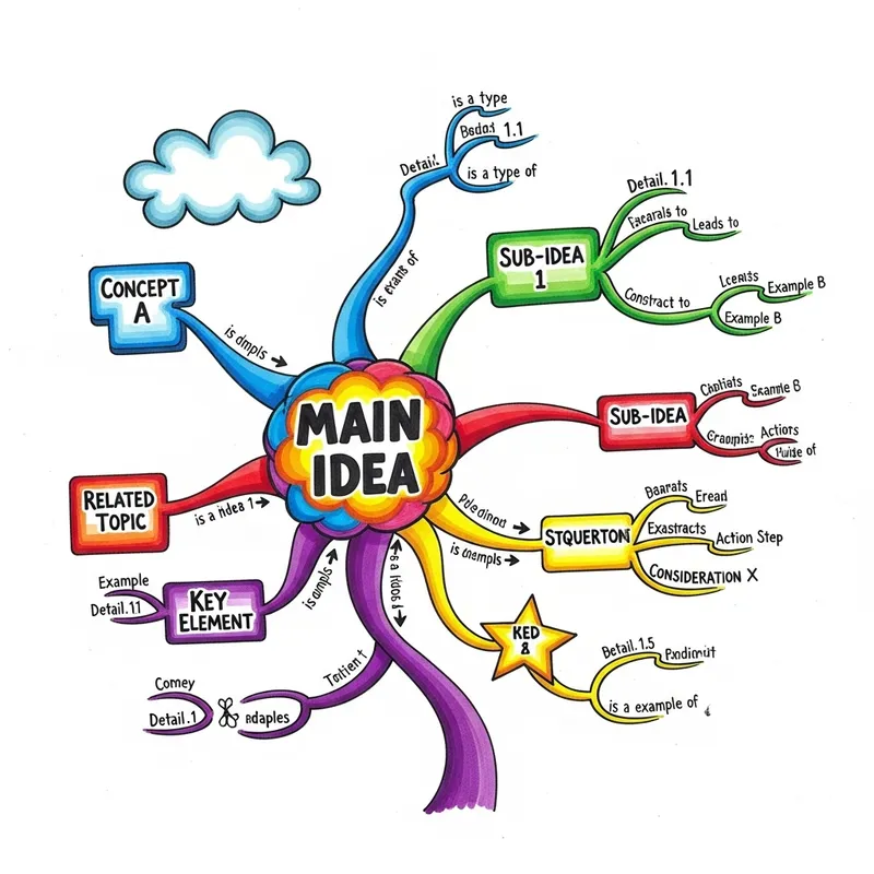 Mind Map Visual Representation with Interconnected Nodes