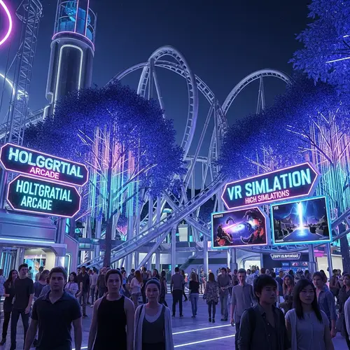 Futuristic Cyber Theme Park: Neon Dreams & High-Tech Wonders