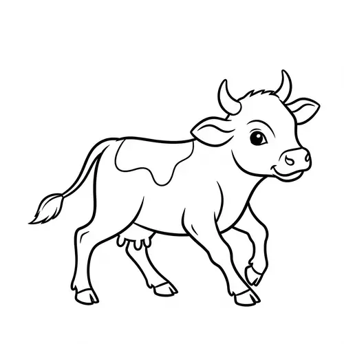Playful Cartoon Image of a Calf for Coloring | Traditional Children's Style