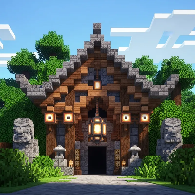 Japanese-Inspired Minecraft Mine Entrance: Studio Ghibli Style Japanese-Inspired Minecraft Mine Entrance: Studio Ghibli Style