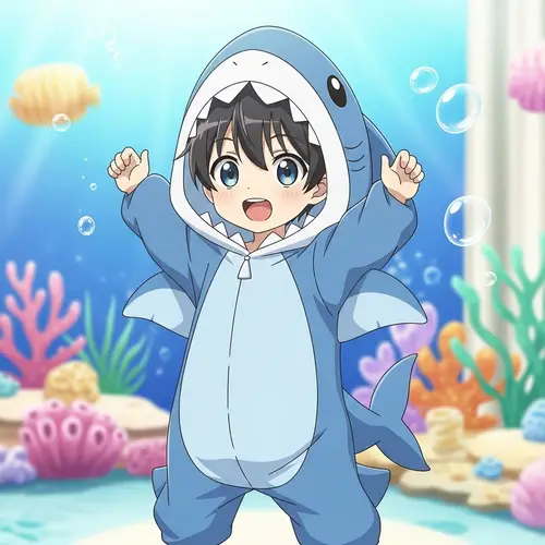 Adorable Anime Shark Costumed Kid | Fun Shark Cosplay