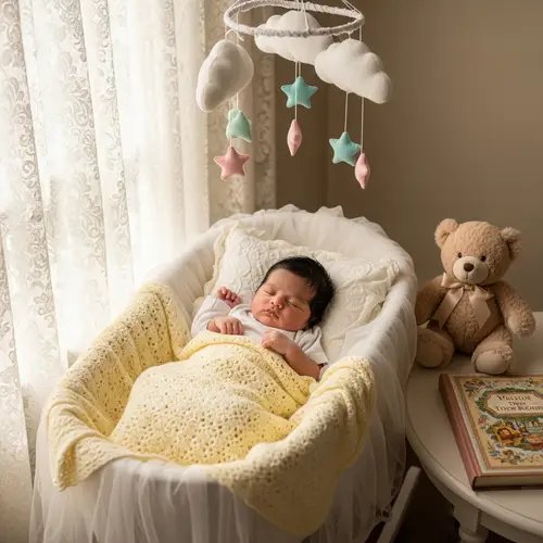 Peaceful Newborn Baby in Yellow Blanket | Sweet Sleepy South Asian Infant