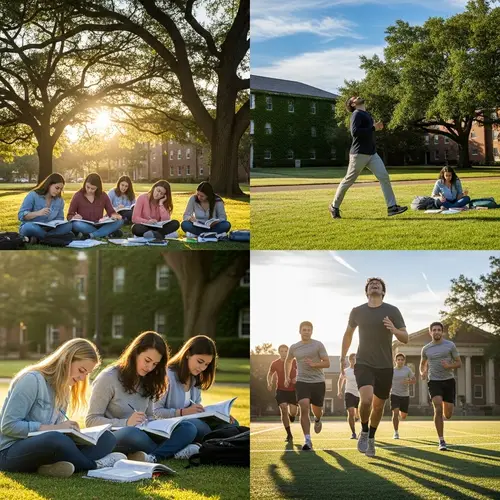 Vibrant Morning on Campus: Focus and Energy