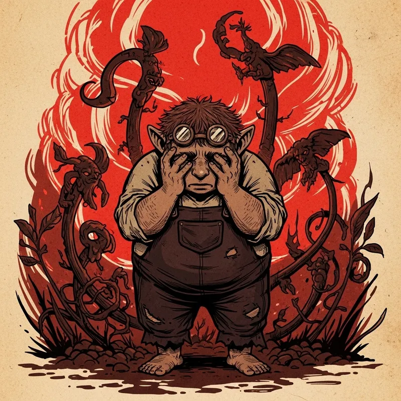 Dark Hobbit Sorcerer in Despair - Dynamic Darkest Dungeon Scene