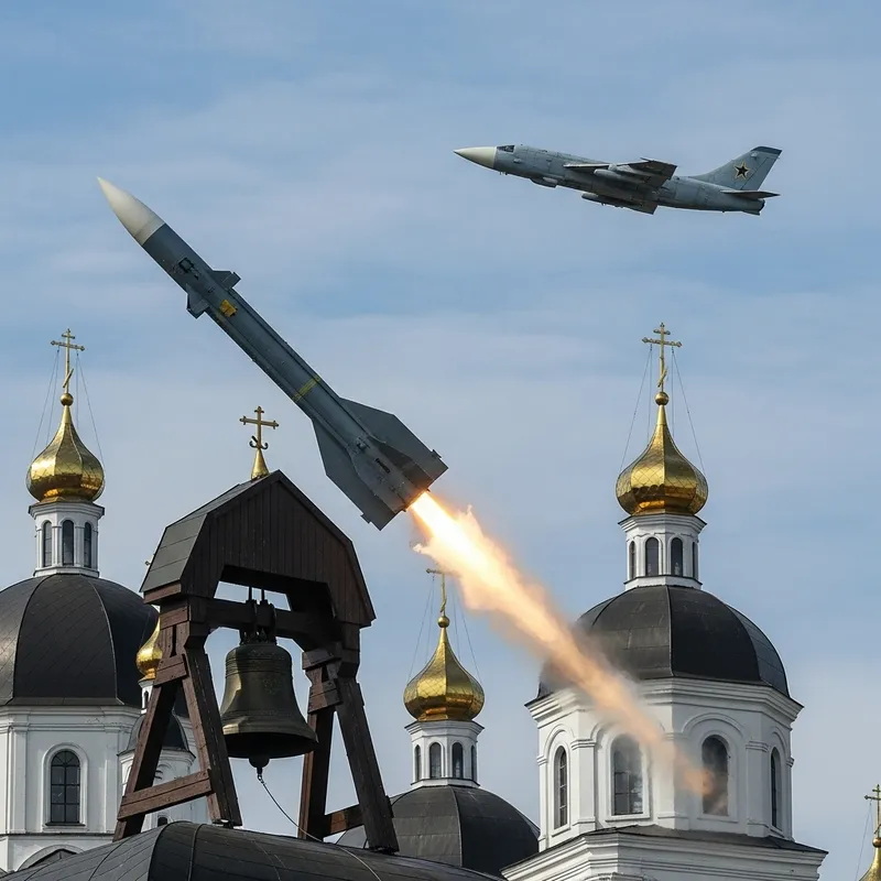 Russian Missile Close to Ukrainian Churches; Intercepted by Ukrainian Jet