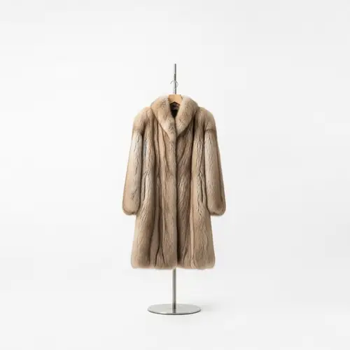 Luxurious Fur Coat on High Metallic Hanger | Exclusive Fashion