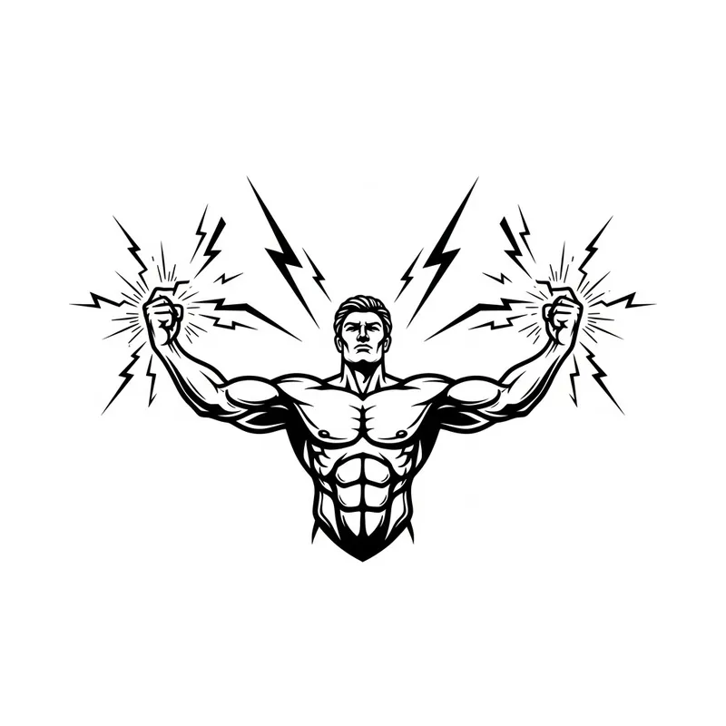 Muscular Figure Creating Lightning - Greek Mythology Logo