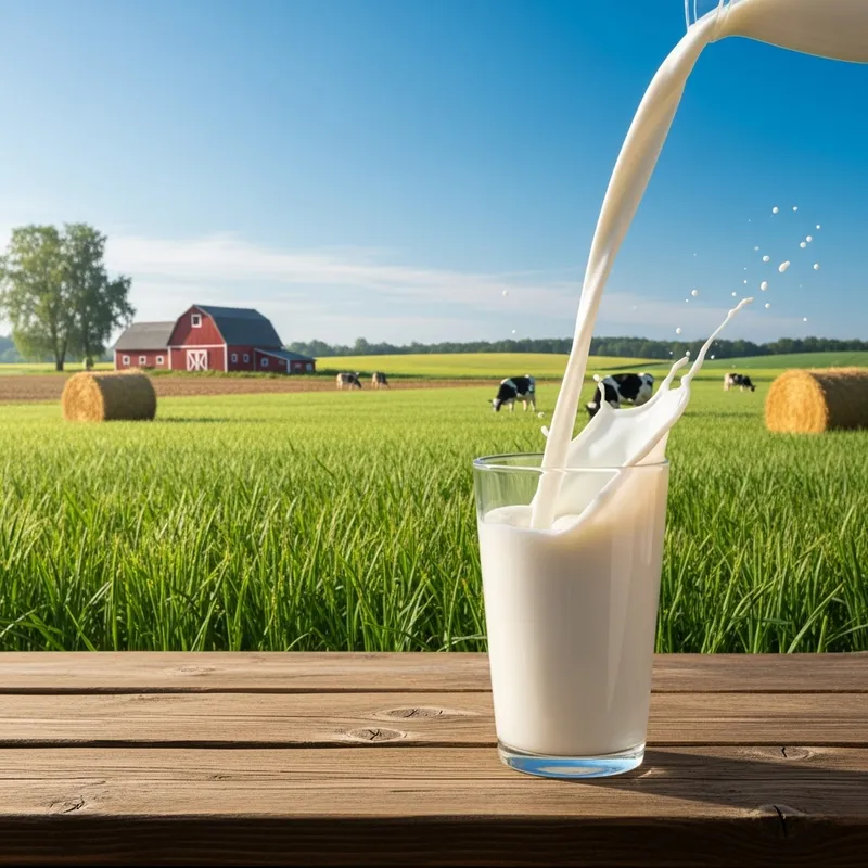 Fresh Farm Milk Splash in Glass Cup