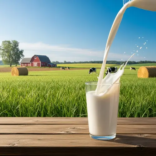 Peaceful Farm Morning with Creamy White Milk Splash