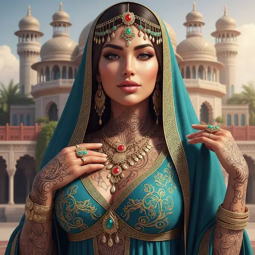 Hyper-Realistic Middle-Eastern Princess with Elaborate Tattoos