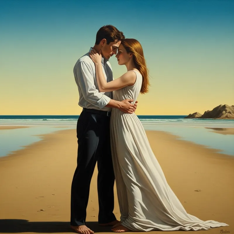 Surrealistic Beach Embrace: Salvador Dali Dreamscapes