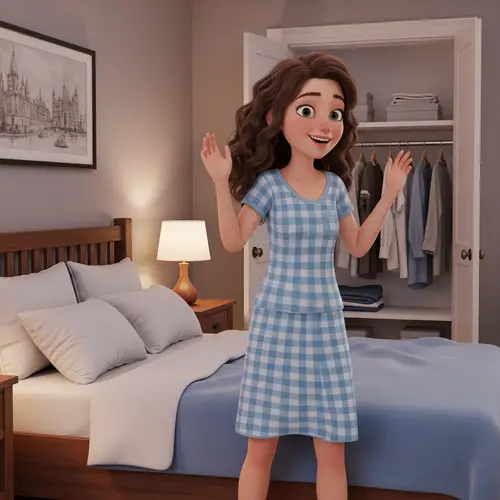 3D Animation Featuring Emma with Tall Height & Curly Brown Hair