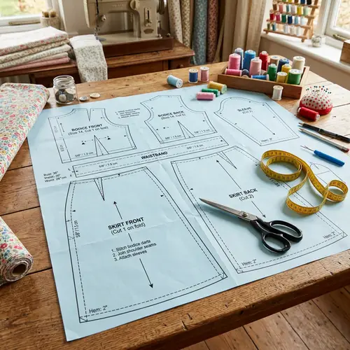 Women's Summer Dress Sewing Pattern | DIY Craft Project