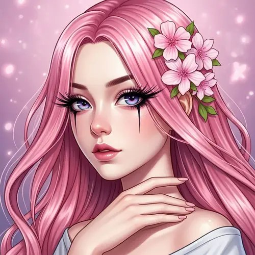 Intricate Anime Portrait of Female with Pink Hair | 4k Digital Painting