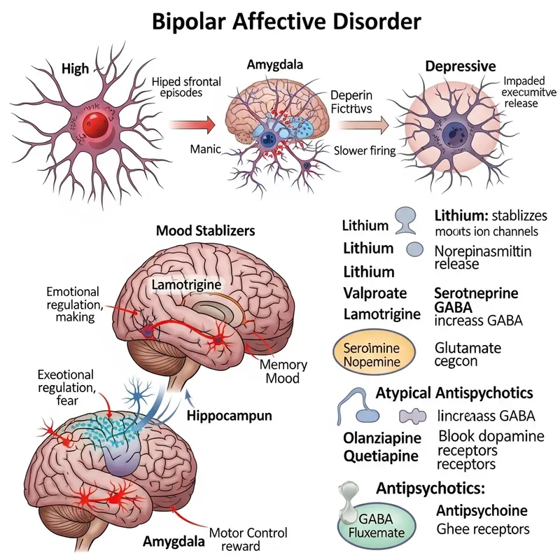 Pathophysiology of Bipolar Disorder | Brain Neurons & Medications