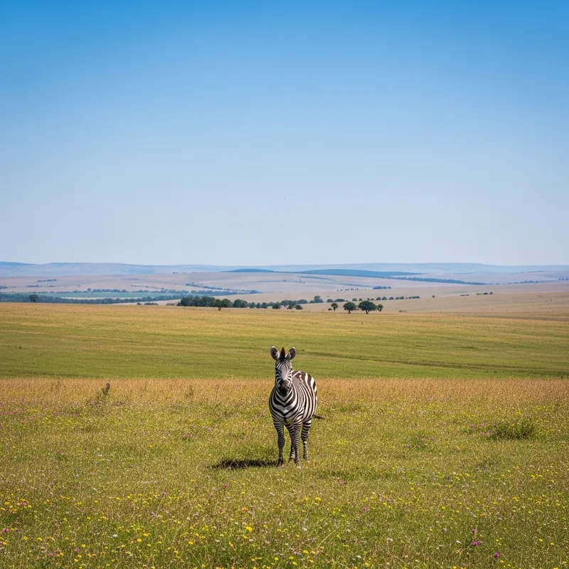 Zebras in Scenic Landscape: Serene Beauty Captured