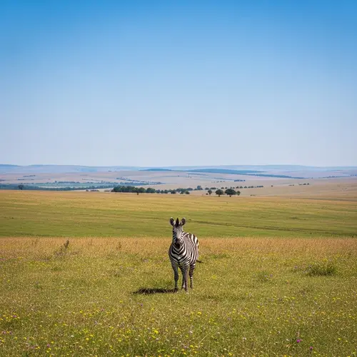 Zebra in Tranquil Landscape: Strikingly Beautiful Harmony
