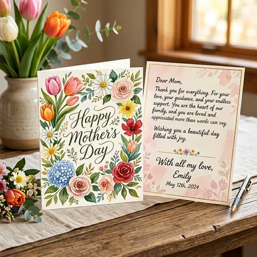 Vibrant Spring Mother's Day Card Illustration