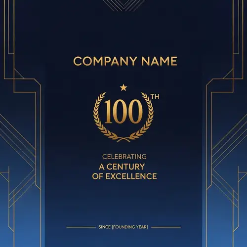 100th Anniversary Company Poster: Blue & Yellow High Quality Design