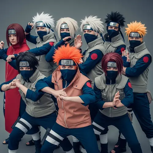 Dynamic Naruto-inspired Ninja Group Poses | Anime Character Impersonation