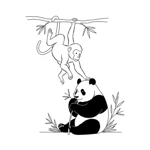 Monkey and Panda Tattoo Design