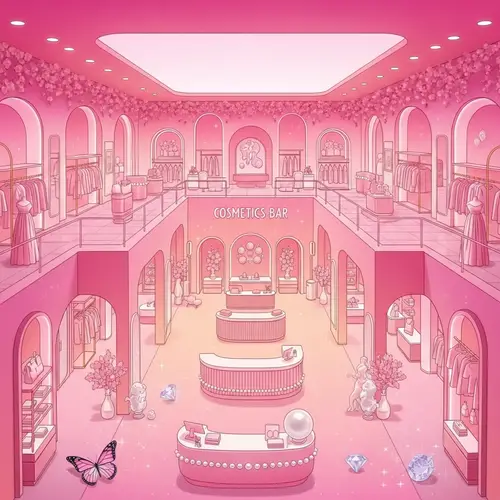 Luxurious Mermaid Butter Clothing Store: Wide Rectangular Layout