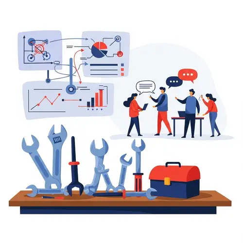 Playful Preventive Maintenance Scene | Abstract Illustration with Tools