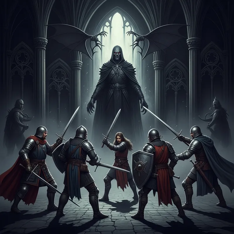 Dark Gothic Medieval Fantasy Album Cover: Epic Heroes vs Villain
