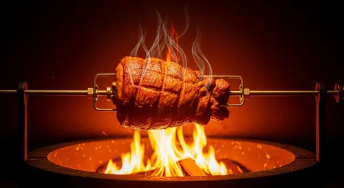 Succulent Spit-Roasted Meat | Culinary Art Masterpiece