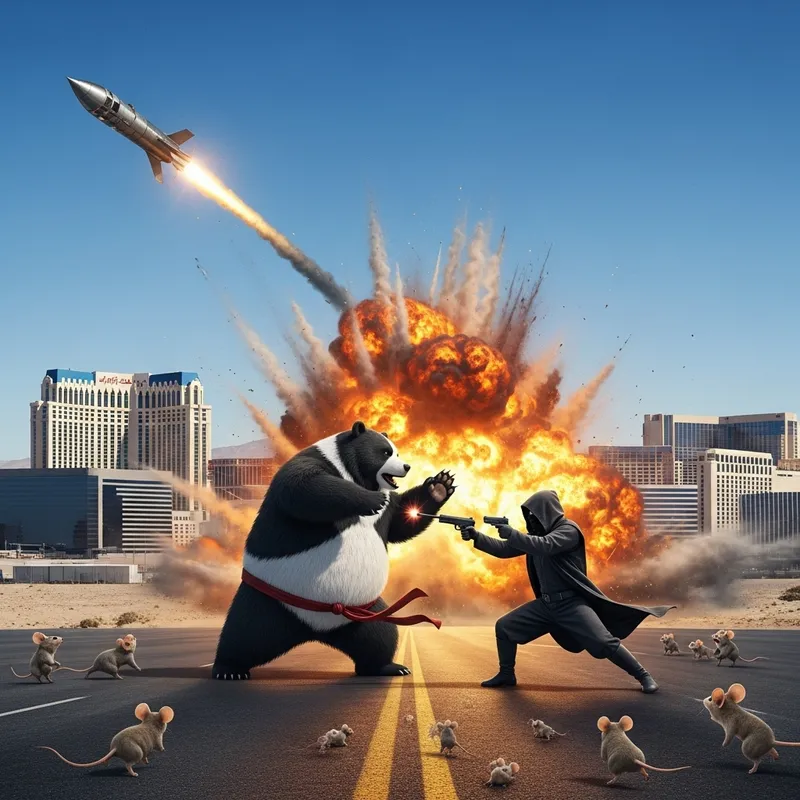 Nuclear Showdown in Vegas: Kung Fu Panda vs. Ninja Army