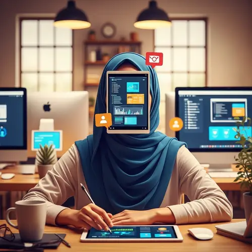 Creative Hijabi Social Media Manager in Office