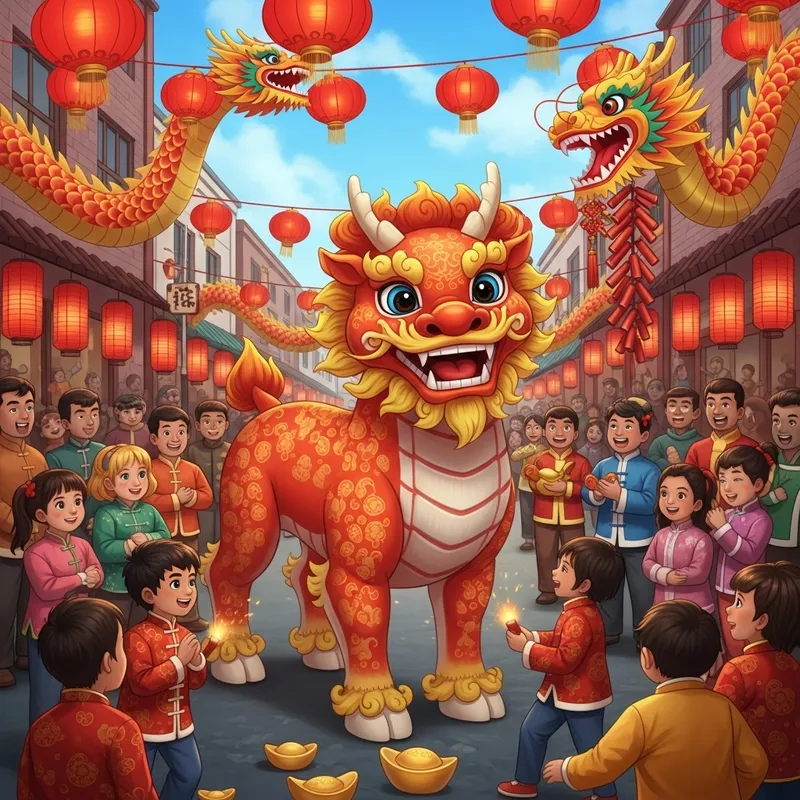 Happy Qilin Chinese New Year Celebration