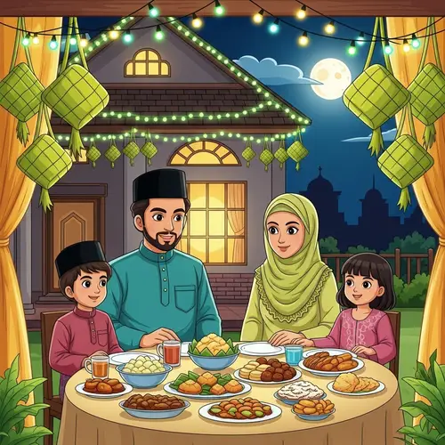 Hari Raya Aidilfitri Celebration: Joyful South Asian Family Gathering