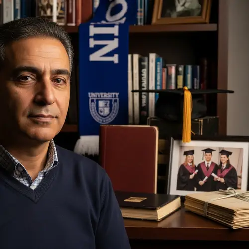 Middle-Eastern Adult with Student Keepsakes | Academic Past