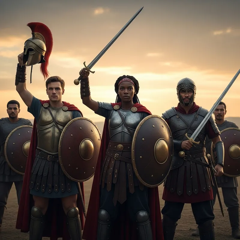 Warriors Preparing for Battle - Unified in Determination