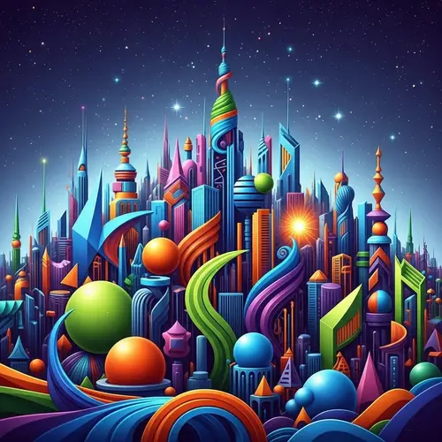 Futuristic Geometric Cityscape | Abstract Urban Art