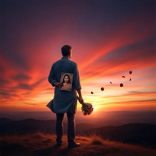 Lost Love: Melodramatic Sunset Scene with South Asian Man