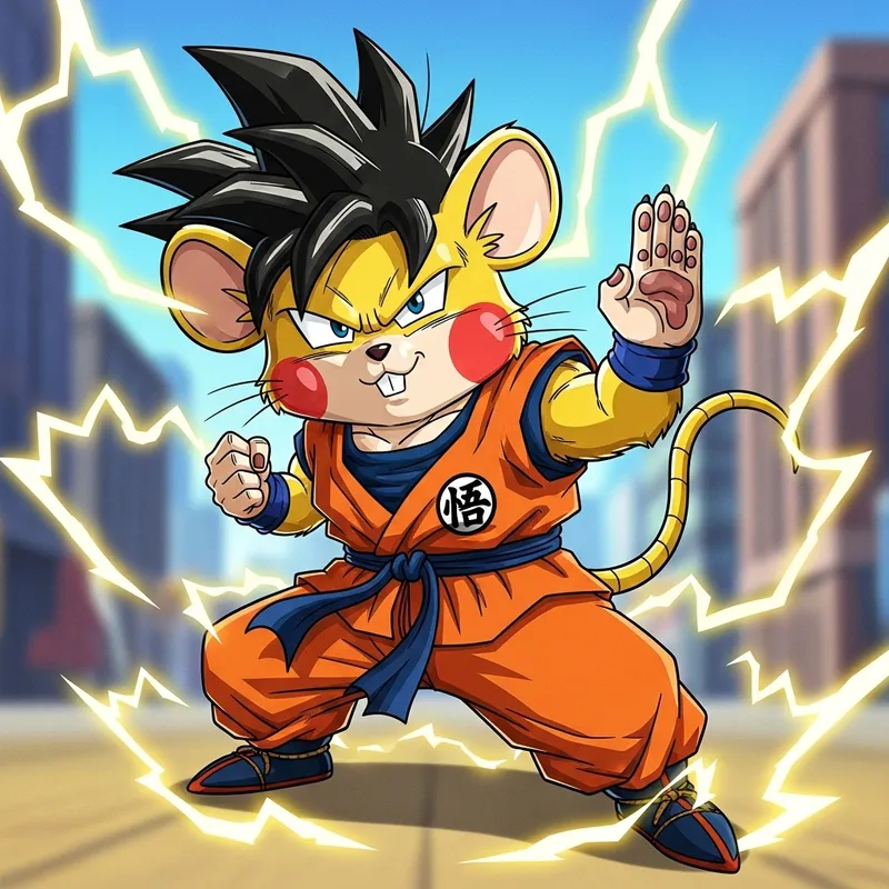 Pikachu and Goku Fusion - Creative Rodent Warrior Design Pikachu and Goku Fusion - Creative Rodent Warrior Design