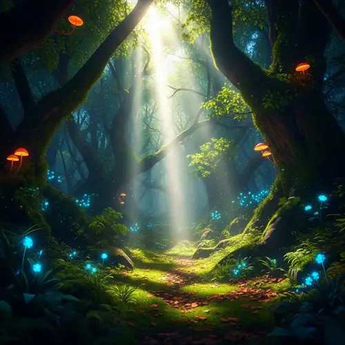 Enchanting Mystical Forest with Vibrant Colors | Fantasy-inspired