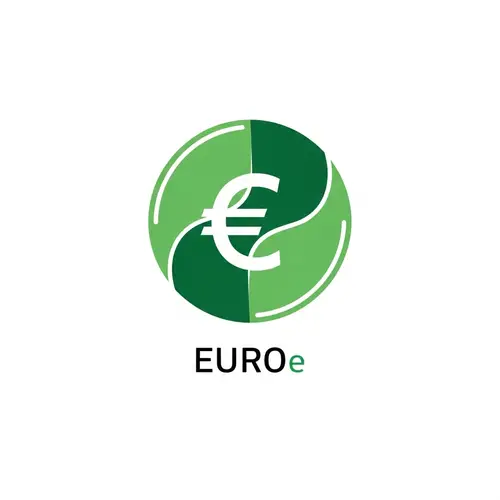 EUROe Stablecoin Icon: Simple Green Graphic Design