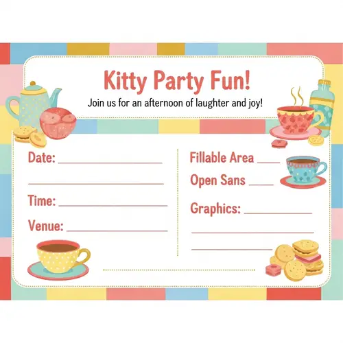 Fun and Friendly Kitty Party Template: Date, Time, Venue