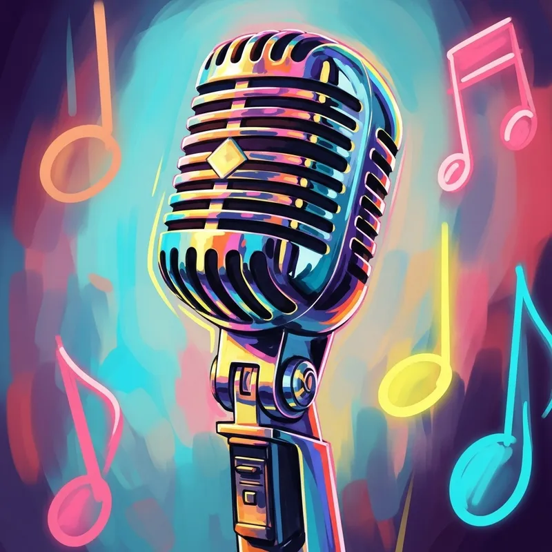 Vibrant Pop Art Style Microphone Digital Painting Vibrant Pop Art Style Microphone Digital Painting