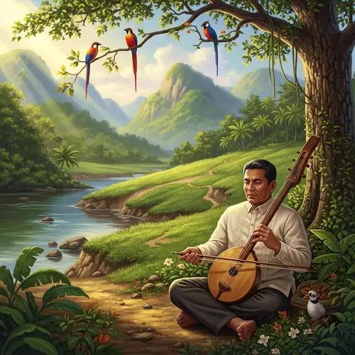 Filipino Man Nature Painting | Traditional Barong Tagalog Scene