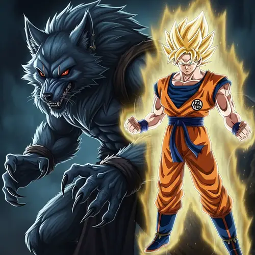 Lobo Goku - Mythical Fusion Creature Inspired by Wolf and Warrior
