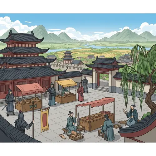 Tang Dynasty Frontier Illustration: Marketplace, Soldiers, Scholars