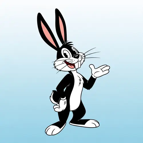 Furry Cartoon Rabbit with Black Hair and White Skin
