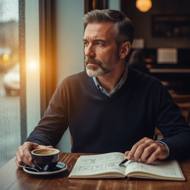 Introspective Man Absorbed by Life - A Captivating Image